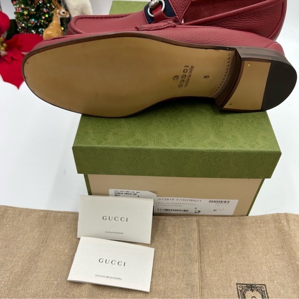 Men’s Gucci horse bit web leather loafer size 8 fits nine US made in Italy - Picture 5 of 8